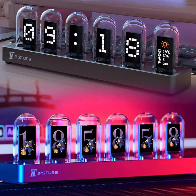 Lighting Home Decor Ideas - Relógio de Tubo Nixie RGB com