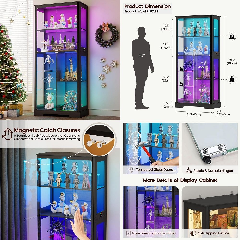Lighting & Home Decor Studio Photos - Armário Expositor de Canto Iluminado com