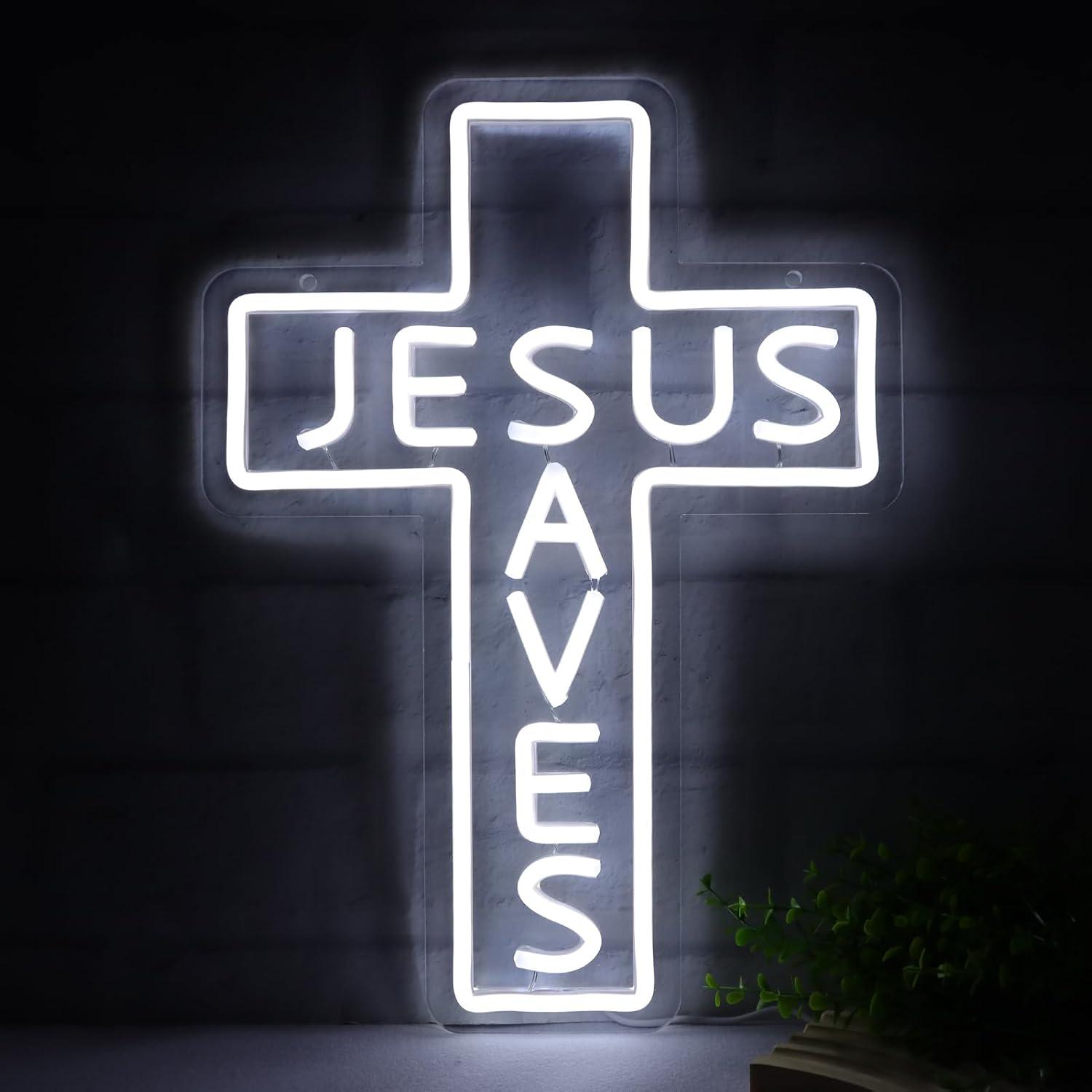 Lighting Decor Living Room - Letreiros Neon Jesus Salva Cruz, Luzes