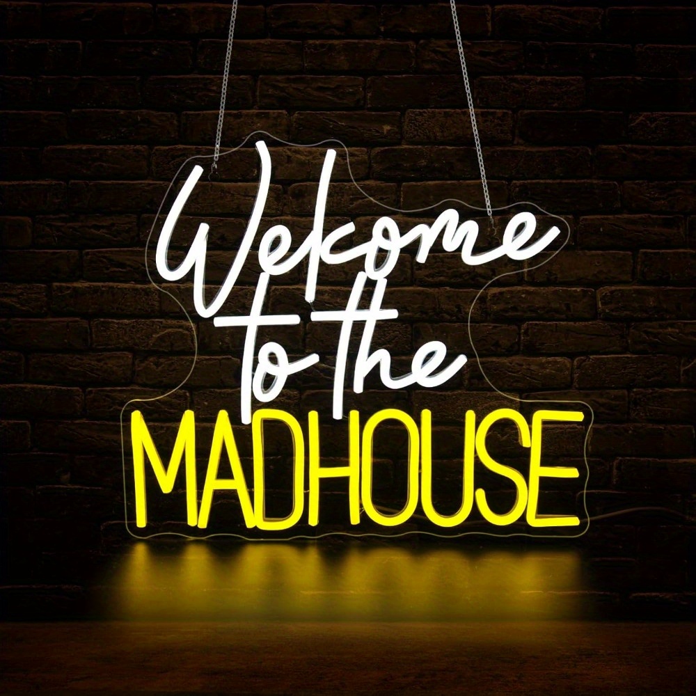 Lighting Home Decor Ideas - Letreiro Neon Welcome To The Madhouse,