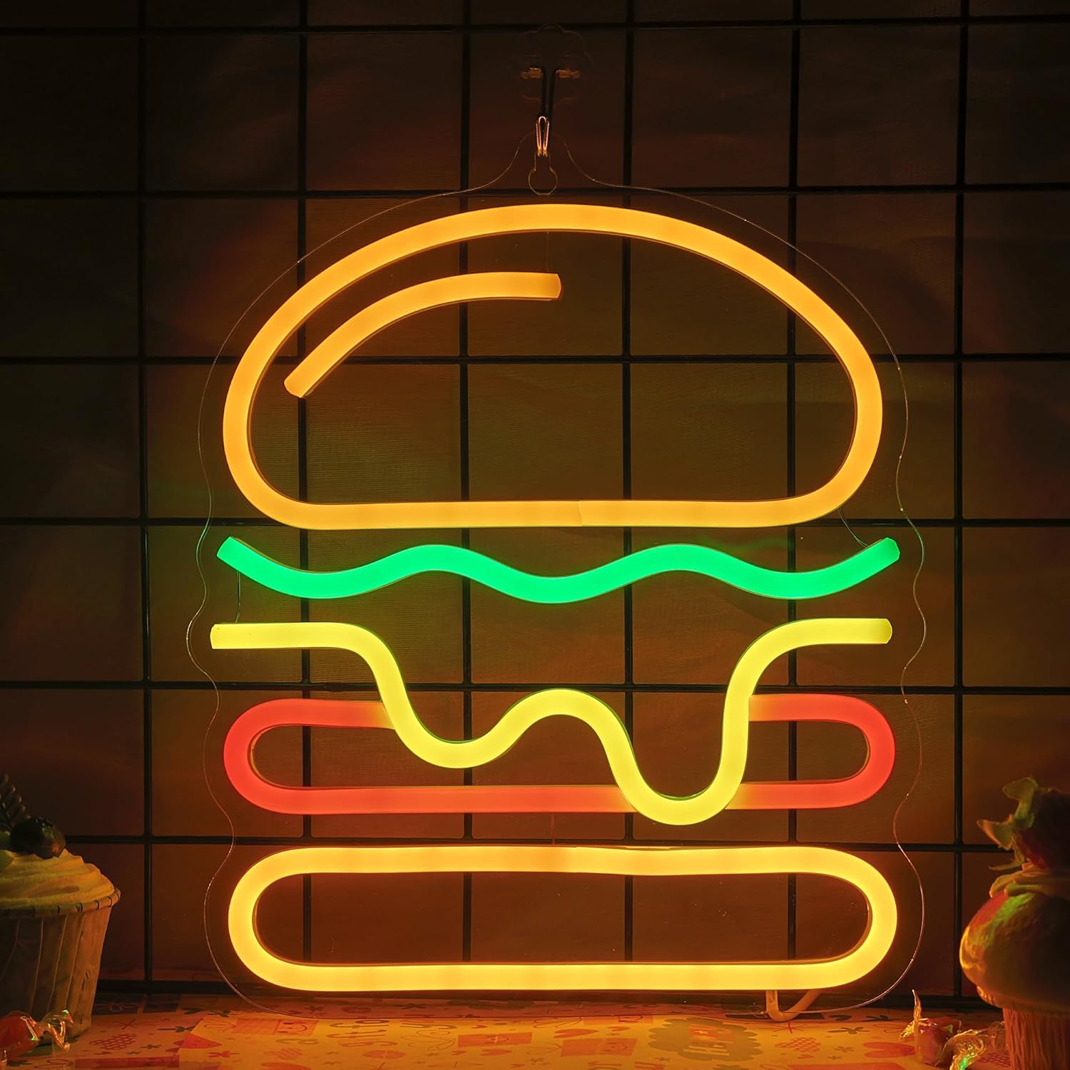 Sinal de néon hambúrguer com q - Lighting Home Decor Ideas avaliação e preço