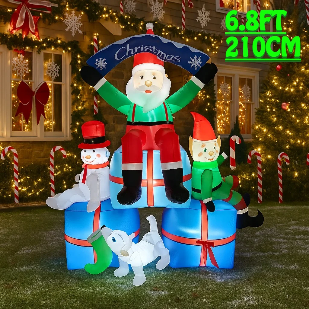 2.1m/6.8ft santa boneco de nev - Santa'S Elves Holiday Lighting & Decor Llc avaliação e preço